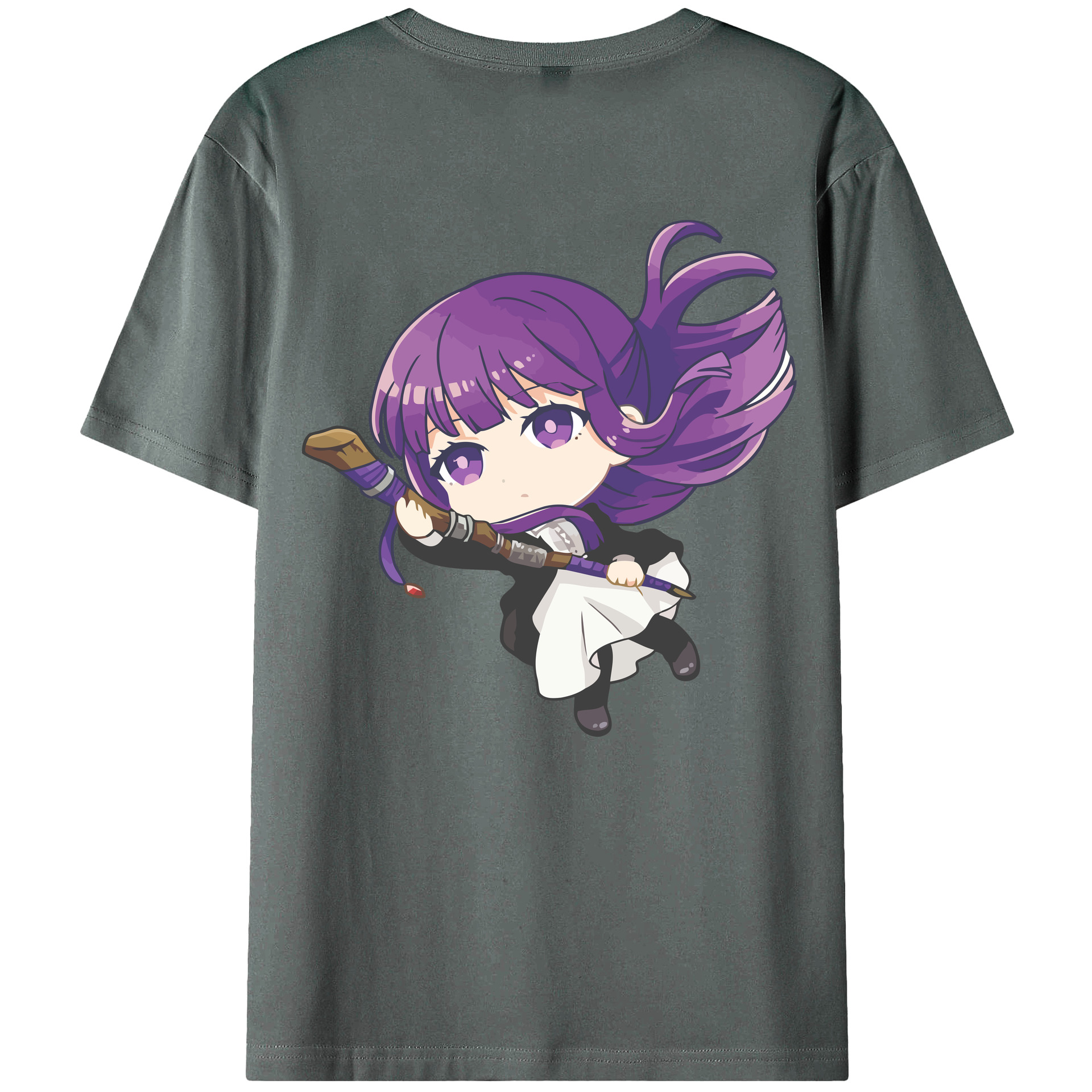 （画像用） 葬送のフリーレン Frieren 綿100％ メンズ半袖Tシャツ（バックプリント） 通気性